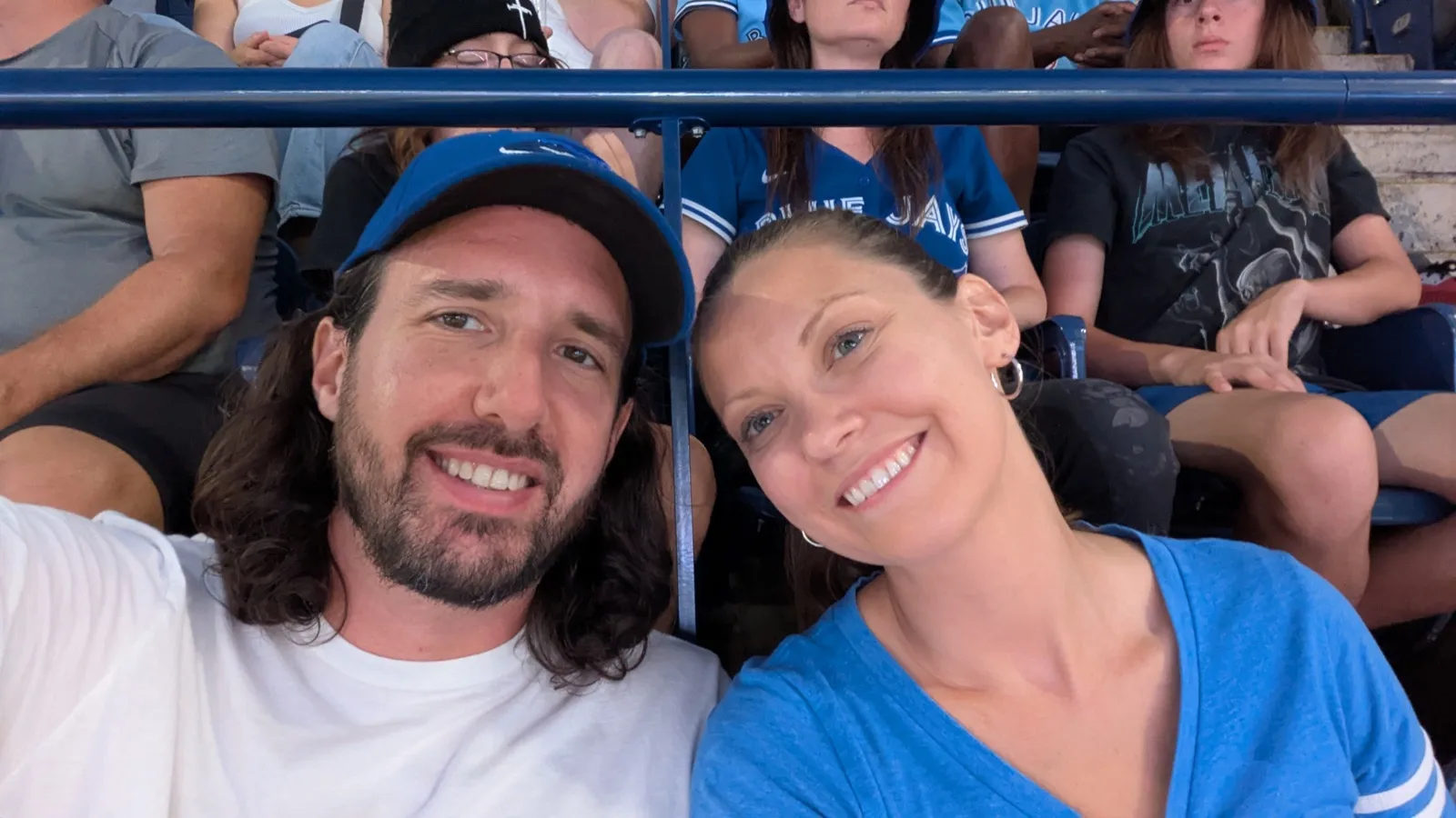 Justin and his wife Danica at a Blue Jays game