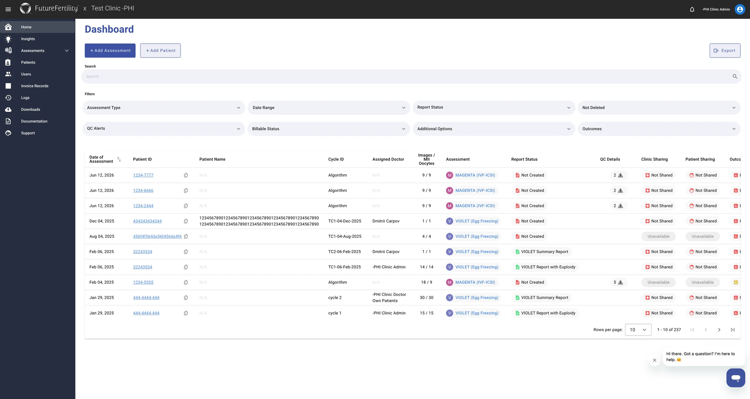 The original FF Cloud dashboard — a dense, dated list view with low information hierarchy