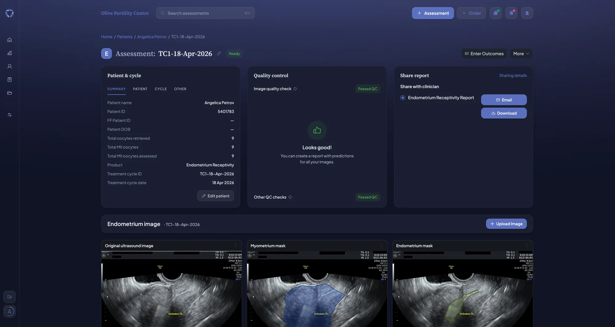 FF Cloud endometrium assessment in dark mode