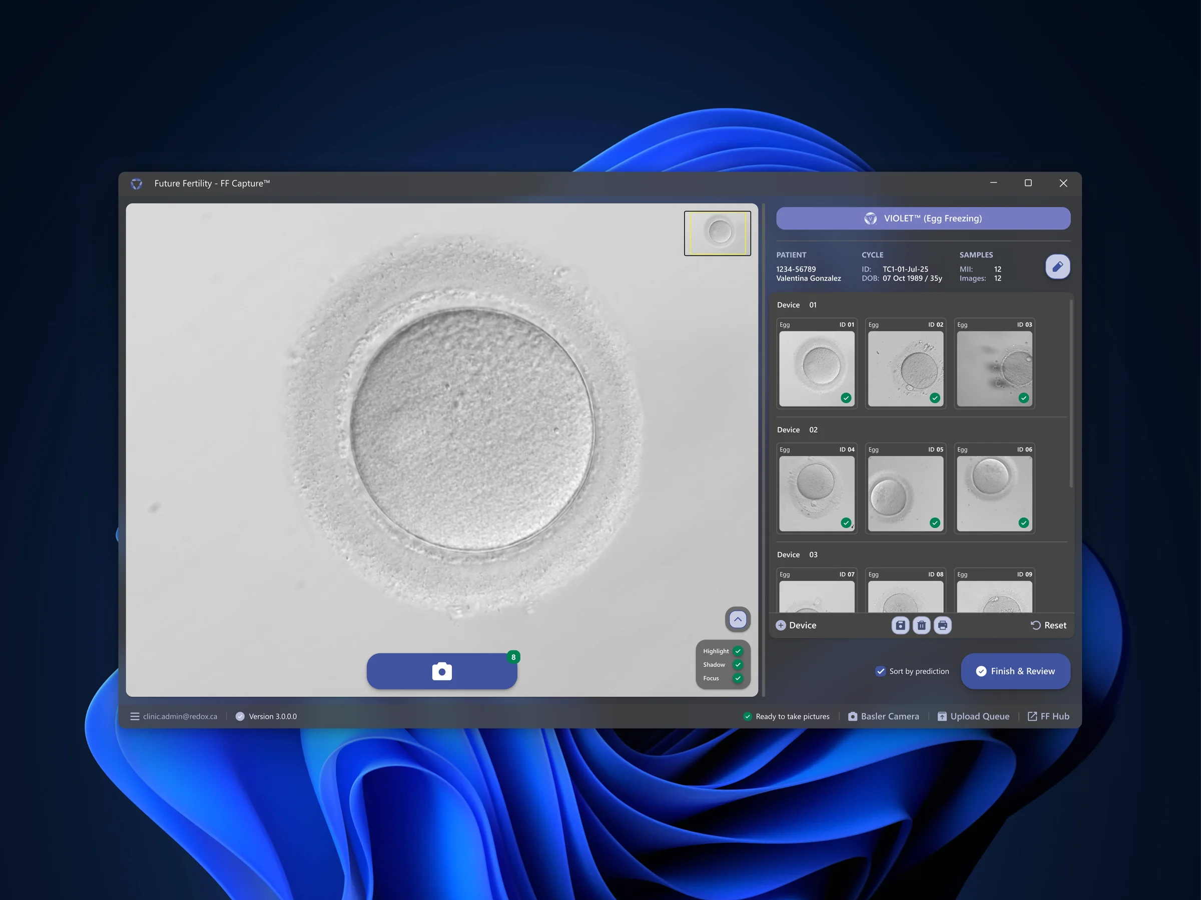 Capture workspace in the VIOLET theme, dark mode